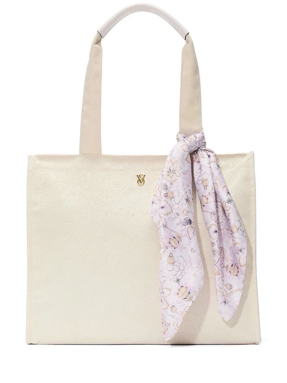 Nwt Victorias Secret Floral-Embossed Tote Bag w/Satin Scarf - (Jn4)